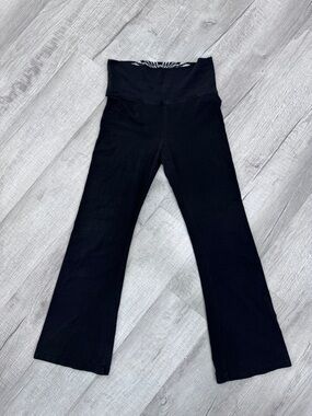 Paris Angel Y2K Black Flare Yoga Pants Size L Rhinestone Wing Fleur De Lis